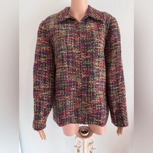 Alfred Dunner Vintage multicolor tweed zip up jacket 16
